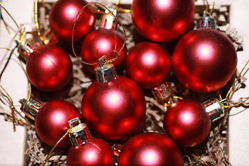 Christmas decoration for the Christmas tree. Little balls to decorate the Christmas tree. Toys for the new year.