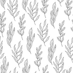 Wall Mural - Seamless pattern with floral branches. Rustic texture for wedding. Vector isolated spring flourish background for textile.