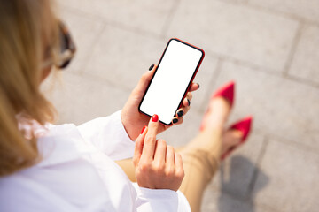 Blank screen of mobile phone, mockup for your own design