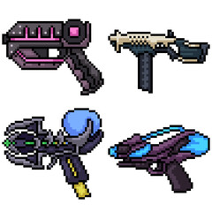 Canvas Print - pixel art set isolated sci fi gun