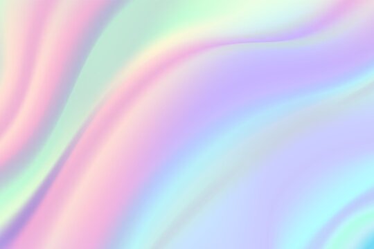Iridescent foil background. Beautiful holographic texture, rainbow gradient unicorn pattern. Abstract surreal pink pastel vector illustration. Holographic gradient, rainbow light, colorful iridescent