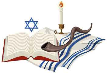 Poster - Yom kippur element on white background