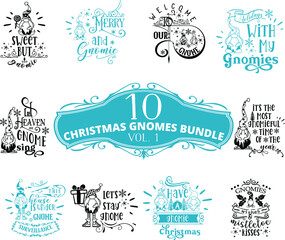 Christmas Gnome Quotes Bundle Vector illustration vol 1