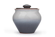 grey glossy ceramic baking pot, isolate on a white background