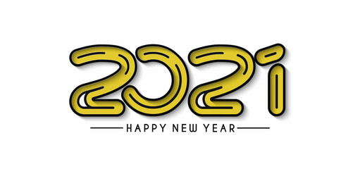 Happy New Year 2021 Text Typography Design Patter, Vector illustration.