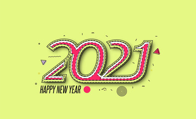 Happy New Year 2021 Text Typography Design Patter, Vector illustration.