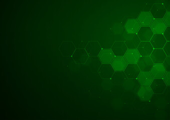 Digital technology background. Abstract hexagons background with lines and dots. Design for science, medicine or technology