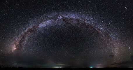 Wall Mural - panorama with full milky way