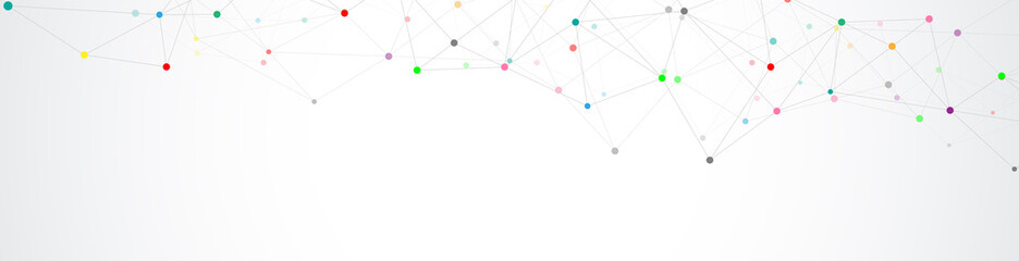 Wall Mural - website header or banner design with abstract geometric background and connecting dots and lines. gl
