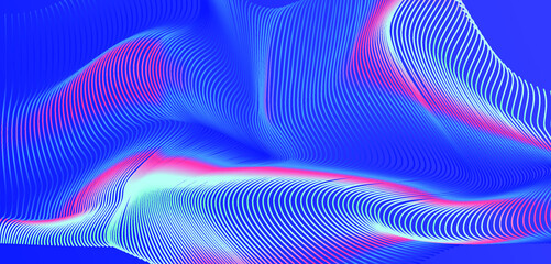 Wall Mural - glitchy and distorted surface of lines. abstract technology background.