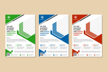Wall Mural - business planner and marketing agency flyer template design use white background. diagonal arrow hex