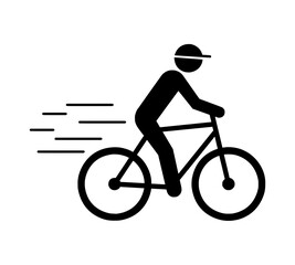 Wall Mural - Black flat icon of cyclist on white background