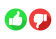 Like and dislike flat icons. Thumb up and thumb down buttons isolated on white.