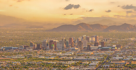 Wall Mural - Phoenix city downtown skyline cityscape of Arizona in USA