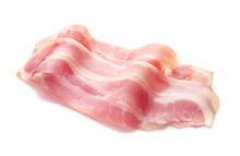 Raw Bacon Slices Isolated On White Background