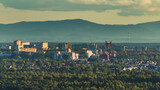 Fototapeta Na ścianę - Panorama of the city of Tychy in Silesia. View of the mountains over the city buildings.