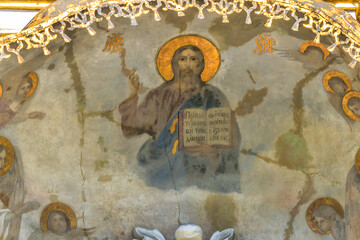 Wall Mural - External view of Gate Church of the Trinity (Troitska Nadvratna Tserkov, 1108) - historic church of the ancient cave monastery of Kiev Pechersk Lavra (Kievo-Pecherska lavra) in Kiev. Kyiv, Ukraine.