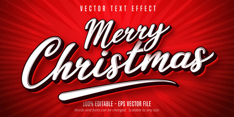 Wall Mural - Merry Christmas text, pop art style editable text effect