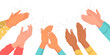 Set of clapping hands isolated multinational various skin color palms. Vector applauding people, appreciation and congratulation, encouragement concept. Crowd applause, bravo by high five, success