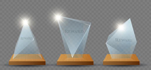 Clear glass trophy reward set