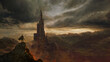 canvas print picture - Fantasy castle landscape - digital illustration