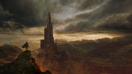 fantasy castle landscape - digital illustration