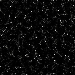 star constellation zodiac space seamless vector pattern