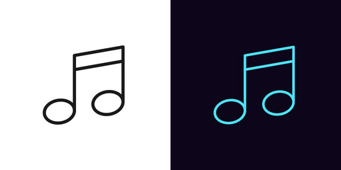 Sticker - Outline music note icon. Linear note sign with editable stroke, melody