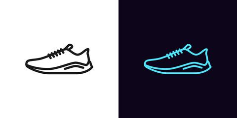 Outline sneaker icon. Linear sneaker sign, sport shoe with editable stroke