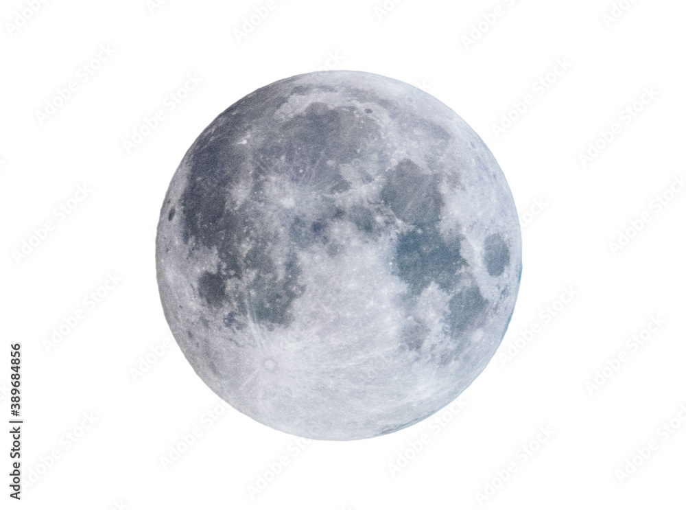 Isolated full moon, on white - obrazy, fototapety, plakaty 