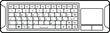 A small handheld wireless keyboard with a trackpad for a smart TV or games console. Line art version.