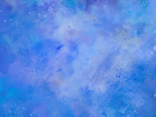 Wall Mural - blue watercolor background texture or purple blue and white abstract painted clouds in stormy sky wi