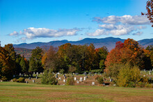 Autumn Landscape With Trees And Clouds, Cemetary