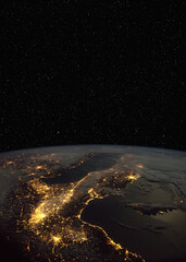 Wall Mural - northern italy at night from the international space station (iss). elements of this immage supplied