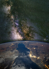 Wall Mural - the milk way over the red sea and saudi arabia from the international space station, iss. elements o
