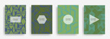 Fototapeta Łazienka - Halftone shapes business catalog covers vector design.