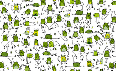 Poster - Funny frogs pattern, sketch for your design