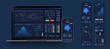© ZinetroN - Trading candlestick chart on electronic devices vector illustration. Stock exchange market graph, analysis UI, UX on smartphone, desktop and tablet. Forex market. Binary option. App screen for trading