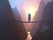 © Photobank - young couple on a bridge over a precipice