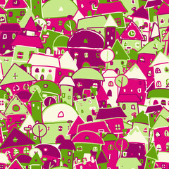 Poster - Colorful city, seamless pattern for your design