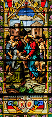 Poster - Jesus heals the sick stain glass