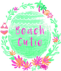 Wall Mural - Beach theme print pattern design for baby girls