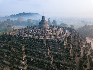 Wall Mural - World biggest Buddhist temple Aerial view at sunrise