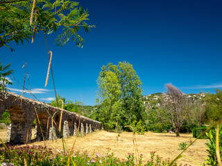 Wall Mural - roman aqueduct in Provence in summer