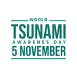 © iniaz - World Tsunami Awareness Day, 5 November. High tide waves conceptual illustration vector.