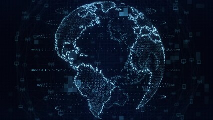 Global network and data connections concept. Abstract planet technology data network.Digital data globe with futuristic information technology