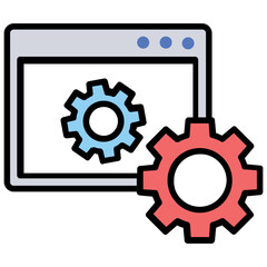 Wall Mural - a screen with cogwheels, website optimization