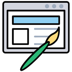 Wall Mural - a paint brush making patterns over a webpage, icon for web design