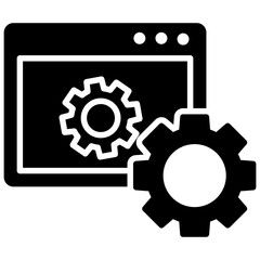 Wall Mural - a screen with cogwheels, website optimization