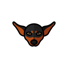 Canvas Print - miniature pinscher dog pet mascot breed head character